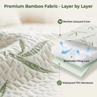Protège-matelas imperméable en bambou AOSEN, style ajusté, respirant et rafraîchissant, taille complète/queen, pour la maison, certifié OEKO-TEX