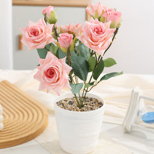 Plantas Artificiales de Rosa en Maceta de Seda - Bonsái Realista Hecho a Mano con Múltiples Cabezas para Decoración de Hogar, Tienda y Ventanas de Fábrica - Product Image 5