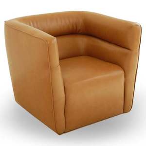 Silla Giratoria Moderna Callan - Cuero Vegano Color Bronceado, Portátil y Suave para Sala de Estar, Dormitorio, Comedor y Hotel - Product Image 4