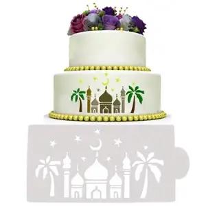 1Pcs Arab Palace Cake DIY Decorating Stencil , Fondant cake Pattern Printing Spray Template Design Modeling Mold