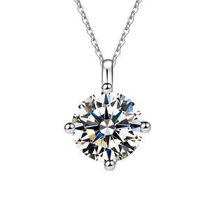 Collar Clásico con Colgante de Cristal para Mujer Xl382, Plata 925 con Baño de Rodio, Engaste de Garra, Cadena de Caja, Joyería de Compromiso - Product Image 1