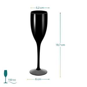 Flûtes à champagne noires 150cc réutilisables incassables en plastique, lot de 6 - Product Image 2