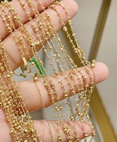 Bijoux en or personnalisés, chaîne en or pur 18 carats, collier et bracelet DIY, chaîne à billes, collier, bracelet, boucles d'oreilles à pompons pour femmes