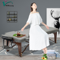 Table de massage pliable moderne 9Ebeauty avec cadre en bois et éponge haute densité, portable et réglable pour usage commercial en salon