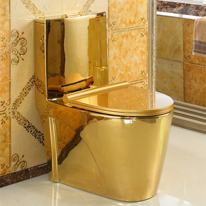 Toilette en céramique dorée Couleur Golden Retrete Inodoro Articles sanitaires plaqués or S Trap Cuvette <span class=keywords><strong>Wc</strong></span> Toilette - Product Image 4