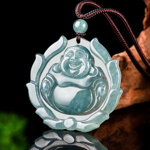 Colgante de Jadeíta Natural Azul Agua con Buda, Estilo Chino UNISEX, Diseño Original, Regalo Budista con Certificado de Tasación FG17 - Product Image 2