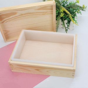 2200ml / 77oz Rectangle Silicone Molds for Soap Making , <b>Rubber</b> Liner with Wooden Box and Lid for DIY Handmade Soap - Product Image 5