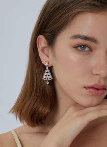 ต่างหูเม็ดเดี่ยว5A ทองเหลืองทองแดงทันสมัยสำหรับทุกเพศประดับต้นคริสต์มาสชุบทองพร้อมเพทายของขวัญแฟชั่น - Product Image 2