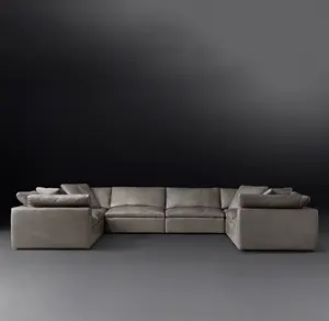 Sassanid Bộ Phòng Khách Sang Trọng Thiết Kế Hiện Đại OEM Sofa Chữ U Kiểu Mô-đun Cao Cấp Bằng Da