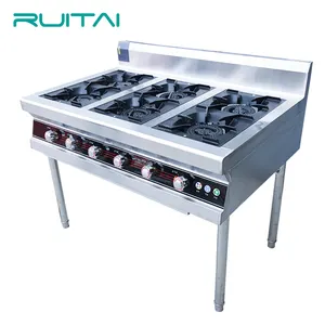 RUITAI商用機器レストラン6バーナーガスレンジ/自立型ガス炊飯器テーブルシルバーステンレス鋼ストーブ
