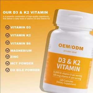 Cápsulas Veganas de Vitamina D3 + K2 de Alta Calidad, Suplemento para el Cuidado de la Salud OEM/ODM, Seguro para Adultos No Embarazados y Recién Nacidos - Product Image 5