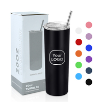 Gobelet en métal de promotion de 20oz avec logo personnalisé tasse à café isolée à double paroi en acier inoxydable gobelet maigre avec couvercle paille