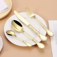 Ensemble de couverts en acier inoxydable 304 de haute qualité, couteau, fourchette, cuillère dorés, compatibles lave-vaisselle, pour restaurant, mariage