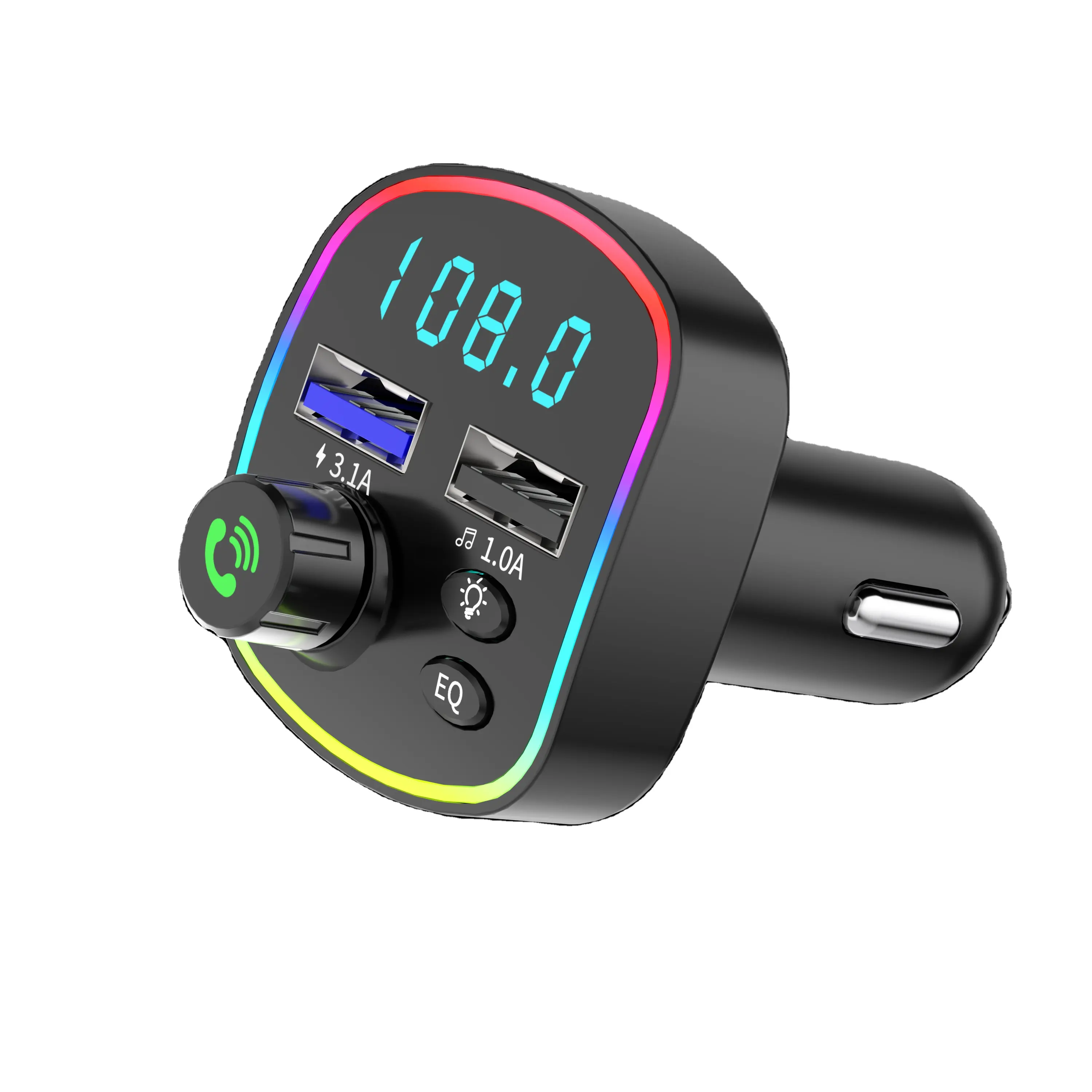 3.1A Dual USB Charger BT5.0 Bass Bluetooth-Mp3 Player Large Microphone car Music player FM Transmitter