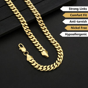 ヒップホップキューバ2mm-9mm 316Lステンレススチールネックレスロブスター留め金女性14kゴールドPVDメッキカーブチェーンキューバリンクチェーン - Product Image 2