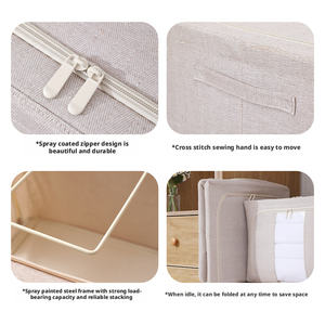 Tas Penyimpanan Lipat Multifungsi Tahan Air Anti Debu Kain Selimut Rangka Baja 100L Organizer Rumah untuk Penyimpanan Pakaian Mainan - Product Image 4