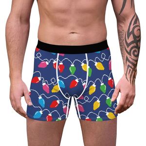 Boxers décontractés confortables pour hommes, tricotés, anti-bactériens, en polyester respirant, avec imprimé numérique motif sapin de Noël, en promotion - Product Image 2