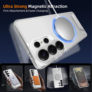 Высококачественный прозрачный противоударный и антижелтый чехол-накладка с магнитом и подставкой для Samsung S26 Ultra - Product Image 3