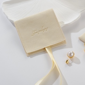 Custom Suede Earrings Microfiber Packaging Bag Jewelry Microfiber Wedding <b>Gift</b> Pouches With Tie - Product Image 1
