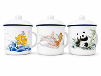 Mug à thé émaillé de style américain 1200 ml avec couvercle et poignée métallique, sans danger pour les aliments, pour la maison et le bureau, créatif, écologique, accessoires variés