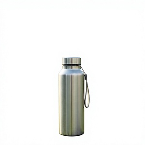 Botella de Agua de Acero Inoxidable, Diseño Minimalista, Portátil, para Viajes, con Asa, Boca Ancha, Tapa Antiderrames, Base Antideslizante - Product Image 1