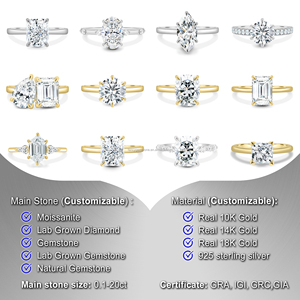 <span class=keywords><strong>Audrey</strong></span> 3ct Radiant Gold Alliances Bague de fiançailles personnalisée en moissanite 14K 18K - Product Image 6