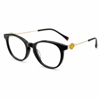 Montures optiques en gelée pour enfants, lunettes rondes légères avec décoration florale jaune mignonne, branches dorées, lunettes pour enfants