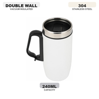 Mug isotherme double paroi en acier inoxydable 250 ml, personnalisable, avec poignée, vente en gros