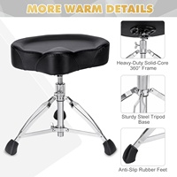 RTS Drum Throne Adjustable Height 17.7"-23.6" Round Padded Seat Metal Double-Braced Tripod Ready to Ship