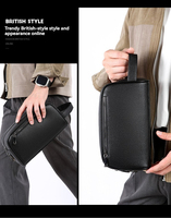 Trousse de Toilette Homme en Cuir PU, Sac de Voyage Tendance avec Fermeture Éclair et Serrure à Code, Grande Capacité, Trousse de Toilette avec Poignée de Poignet, Organisateur d'Affaires