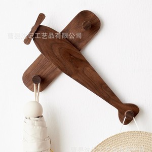 Wooden Airplane Shape Wall Mounted Coat Rack For <b>Clothes</b> Hats Bags Living Room Bedroom Entryway Childrens Room <b>Storage</b> Organizer - Product Image 4