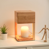 Nordische Wabi-Sabi Holz-Kerzenerwärmer-Lampe Dimmbar mit Timer Massivholz Wachsschmelzlampe für Schlafzimmer Wohnzimmer Heimdekoration