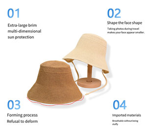 Chapeau Bob à Large Bord Tendance Personnalisable avec Logo pour Femme – Respirant, Coupe-Vent, Protection Solaire, Pliable – Idéal Cadeau de Vacances – Chapeau de Paille - Product Image 3