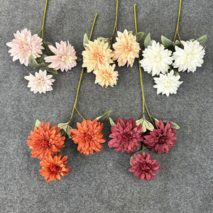Bouquet de fleurs artificielles Dahlia, couleurs mélangées, fleurs en soie, toucher naturel, décorations de mariage - Product Image 1