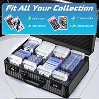 Grande boîte de rangement pour cartes gradées à 4 rangées avec serrure à combinaison - Étui pour cartes de sport, pour slabs, toploaders et cartes non montées