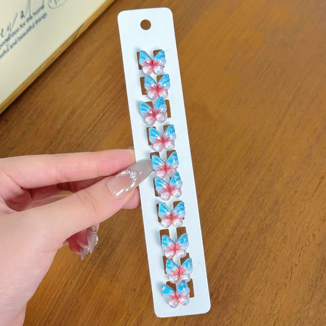 Clip con fibbia a fagiolo blu-farfalla ~ confezione da 10