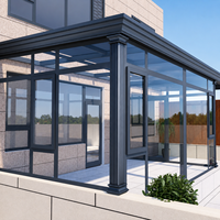 Pergola moderne personnalisée pour l'extérieur, résistante au vent, toit plat, véranda en verre, structure en aluminium, installation facile, haute transmission de la lumière