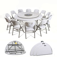 Chaise de mariage pliable en plastique, table ronde de banquet de 6 pieds pour la restauration en plein air, les mariages, les fêtes, les restaurants, les hôtels, les hôpitaux