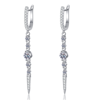 Boucles d'oreilles pendantes en argent sterling 925 avec moissanite, chaîne en cristal et solitaire, pour femme, cadeau
