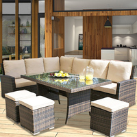 Großhandel günstigen Preis Rattan Gartenmöbel Korbs ofa mit Tisch
