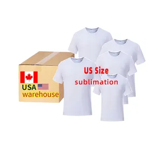 Camisetas de sublimación 100 poliéster para hombre, camiseta de almacén de EE. UU., 100% poliéster, camisetas en blanco