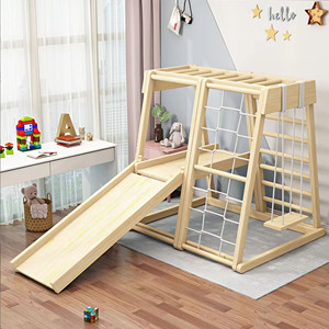 Estructura de Escalada Interior de Madera con Agarraderas de Roca Coloridas y Columpio para Niños de 3 a 6 Años, Ecológica, Color y Tamaño Personalizables - Product Image 1