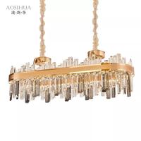 AOSIHUA Design Simple nouvel hôtel de luxe suspendu moderne or longue lampe rectangulaire lustre en cristal suspension
