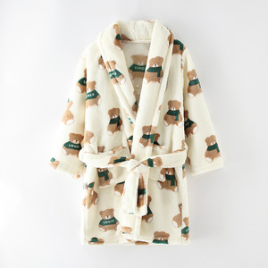 Peignoir unisexe en flanelle douce absorbante, robe longue à manches longues et col en V, vêtements décontractés pour <span class=keywords><strong>homme</strong></span> et femme, pour la maison, le spa, l'hôtel - Product Image 3