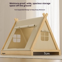 Chenil Senwei beige pour petit chien, écologique, carré, classique, tente pour animaux de compagnie, quatre saisons, universel, lit en bois massif, rembourrage en éponge, fermé