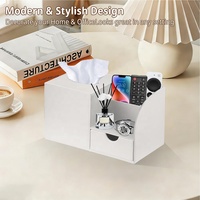 Boîte à mouchoirs carrée en cuir PU personnalisée, organiseur de bureau avec tiroir, boîte de rangement multi-emplacements pour télécommandes, pour la maison et le bureau