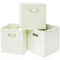 Boîte de rangement pliable rectangulaire en tissu non tissé avec poignées en anneau argenté, directement de l'usine, pour l'organisation des placards de style nordique