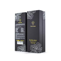 Boîte cadeau de vin pliable en forme de bouteille de vin en papier noir mat de luxe fermeture magnétique avec insert