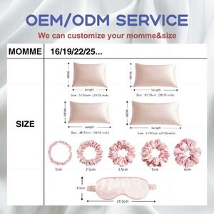 Ensemble de taies d'oreiller en satin de soie de luxe avec logo gratuit, comprenant un chouchou, une boîte, une élastique à cheveux, une masque pour les yeux et un bonnet – Masque de sommeil de style mode - Product Image 2