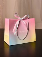 Sacs cadeaux en papier couleur dégradée avec ruban et poignée torsadée, sacs de luxe pour mariage, anniversaire, fête, shopping, emballage cadeau